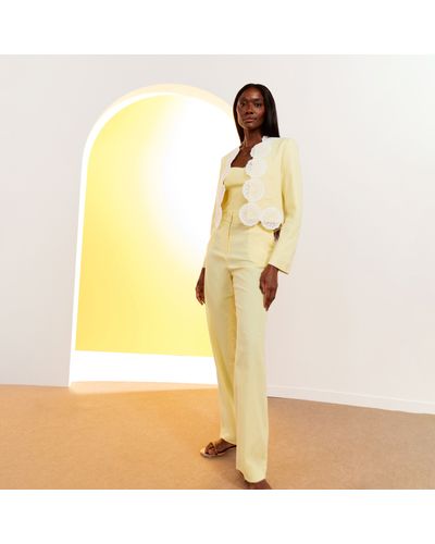 CASAQUETO EM LINHO COM RENDA  MANTEAU