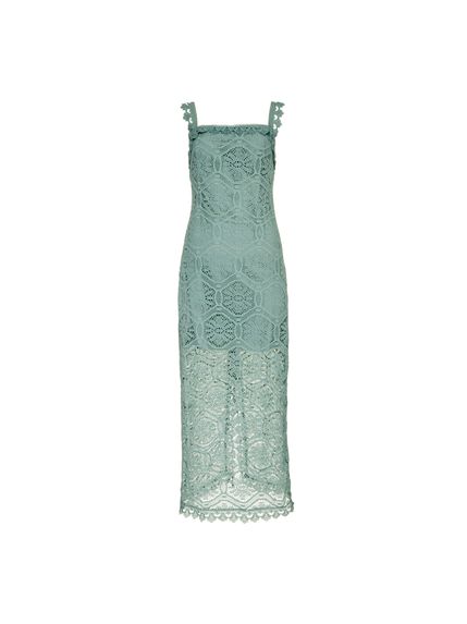 VESTIDO MAXI MIDI VERT EM RENDA