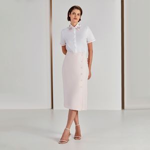 CAMISA VALERIE COM BORDADO NA GOLA OFF WHITE