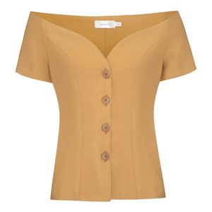 BLUSA ANGE MANGA CURTA CARAMELO