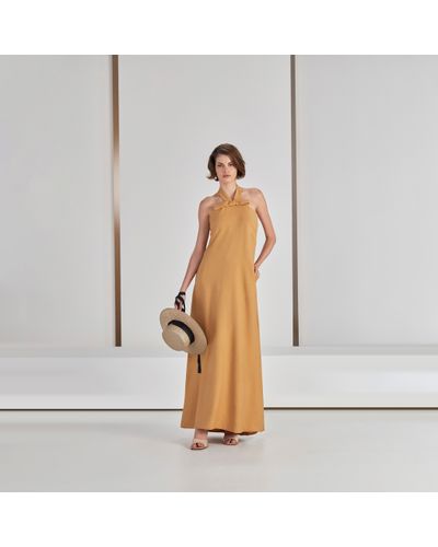 VESTIDO ALOUETTE LONGO FRENTE UNICA CARAMELO