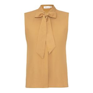 CAMISA JACQUELINE COM LACO NA GOLA CARAMELO