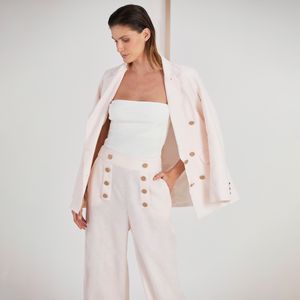 BLAZER CREME DE LAIT LINHO PURO OVER ROSA
