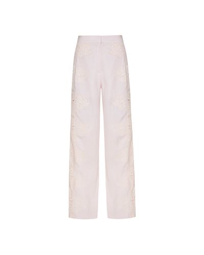 CALCA ESTELLE RETA EM LINHO PURO ROSA