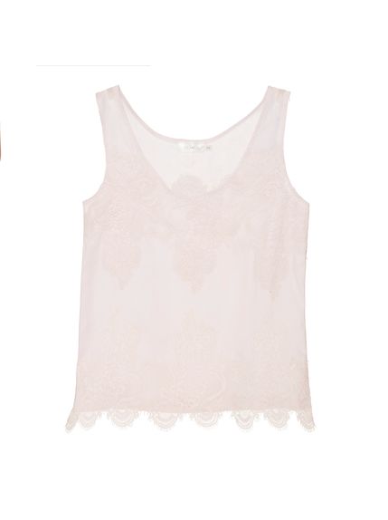 BLUSA CLEA SEM MANGA LINHO PURO COM RENDA ROSA