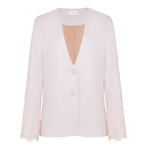 BLAZER CHANTILLY LINHO PURO COM RENDA ROSA