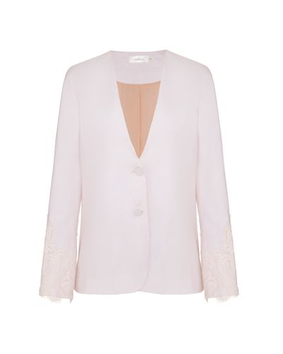 BLAZER CHANTILLY LINHO PURO COM RENDA ROSA