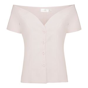BLUSA ANGE MANGA CURTA COM BOTOES ROSA