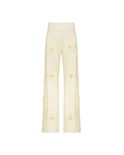 CALCA CITRONELLECOM APLIQUE DE FLORES AMARELO