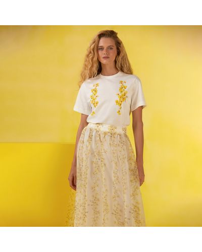 TSHIRT BEIGE ESTAMPADA CHUVA DE OURO OFF WHITE