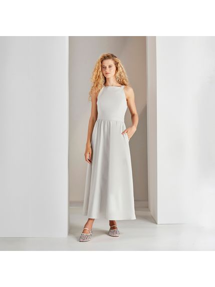 VESTIDO FLAVIE MAXI MIDI CINZA