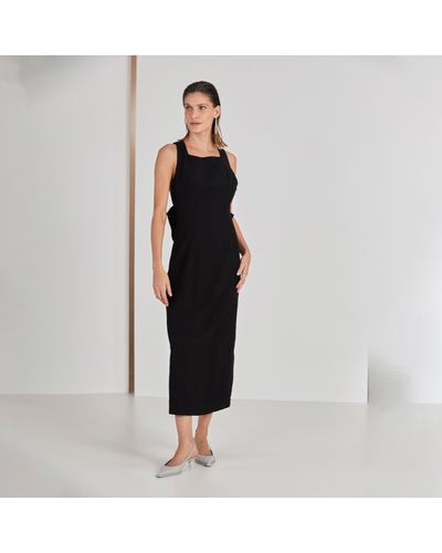 VESTIDO GABRIELLE MAX MIDI COM LACO COSTAS PRETO