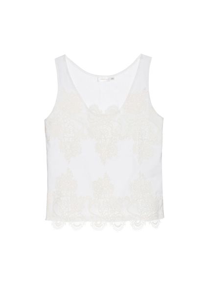 BLUSA CLEA SEM MANGA COM RENDA OFF WHITE