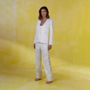 BLAZER CHANTILLY COM RENDA OFF WHITE