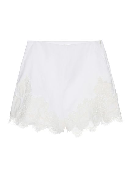 SHORTS PASTIS COM RENDA OFF WHITE