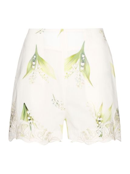 SHORTS TULLE BORDADO RICHELIEU ESTAMPA LIRIO DO VALE