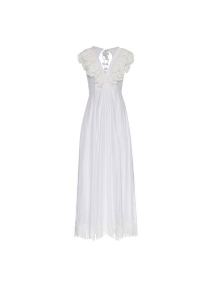 VESTIDO PAULETTE LONGO COM RENDA BRANCO