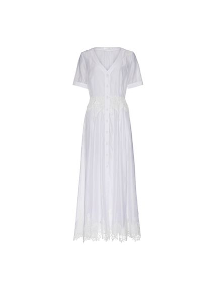 CHEMISE PENELOPE MAX MIDI COM RENDA BRANCO