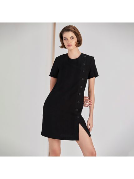 VESTIDO GARANCE CURTO COM BOTOES PRETO