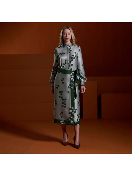 SAIA ELLIE MIDI CETIM JACQUARD POÁ VERDE