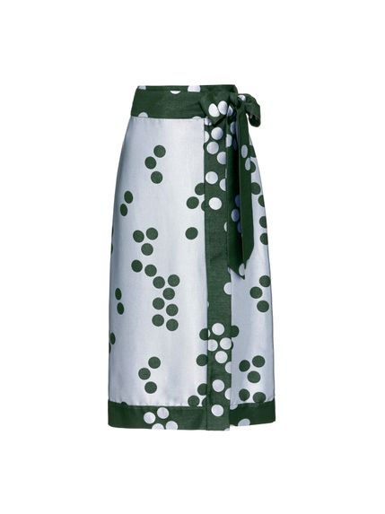 SAIA ELLIE MIDI CETIM JACQUARD POÁ VERDE