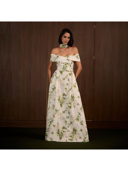 VESTIDO OPUS LONGO OMBRO A OMBRO ESTAMPADO