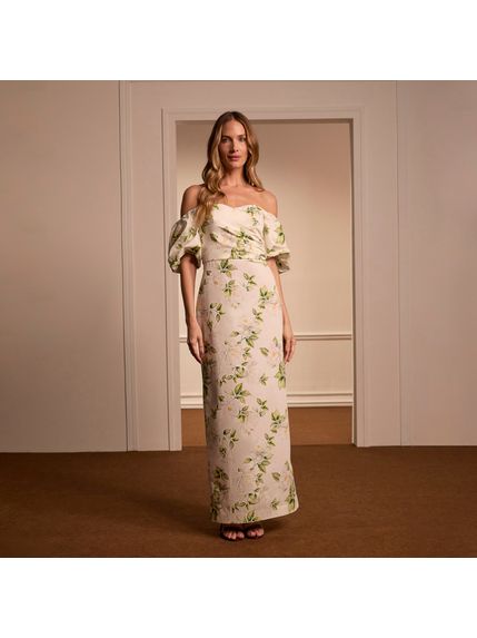 VESTIDO FLORET LONGO OMBRO A OMBRO ESTAMPADO