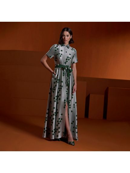 CHEMISE PLUS SIZE LAURA LONGA POÁ CETIM JACQUARD