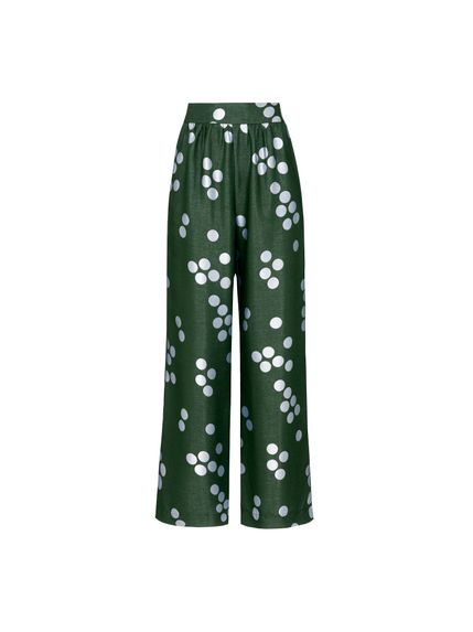 CALÇA FLOWLINE CETIM JACQUARD POÁ VERDE