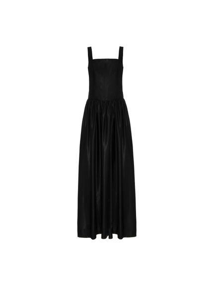 VESTIDO OBSIDIANA LONGO TAFETÁ PRETO