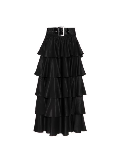 SAIA RHEA MAXI MIDI TAFETÁ PRETO