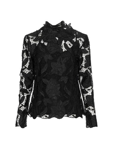 CAMISA GEORGINA EM RENDA PRETO