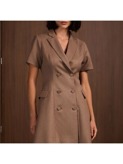 VESTIDO TALIA CURTO EM ALFAIATARIA MARROM