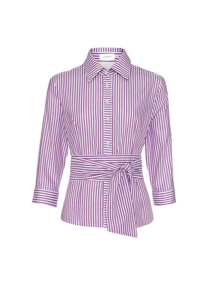 CAMISA HEATHEAR COM AMARAÇÃO E LISTRAS LILAS