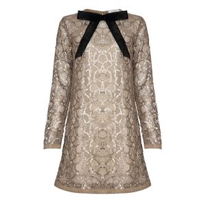 VESTIDO TAMSIN CURTO PAETE BEGE