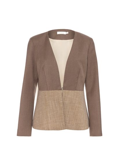 BLAZER MAIJA EM ALFAIATARIA MARROM COM LUREX NA TRAMA