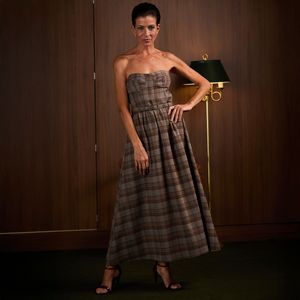 VESTIDO HEIRLOON MAXI MIDI TOMARA QUE CAIA XADREZ PRINCIPE DE GALES