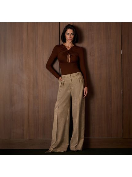 CALÇA ROSAMUND PANTALONA EM ALFAIATARIA COM LUREX NA TRAMA