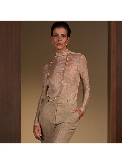 BLUSA LACUNA EM TELA COBRE
