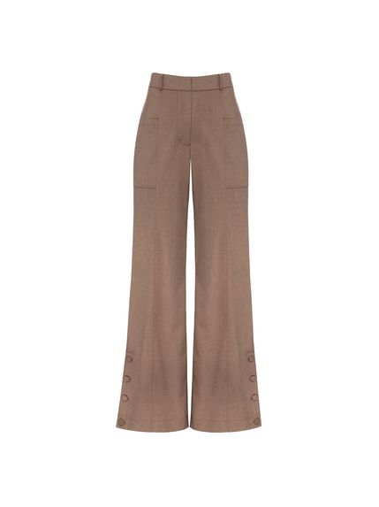 CALÇA CRESSIDA COM RECORTES E BOTÕES MARROM