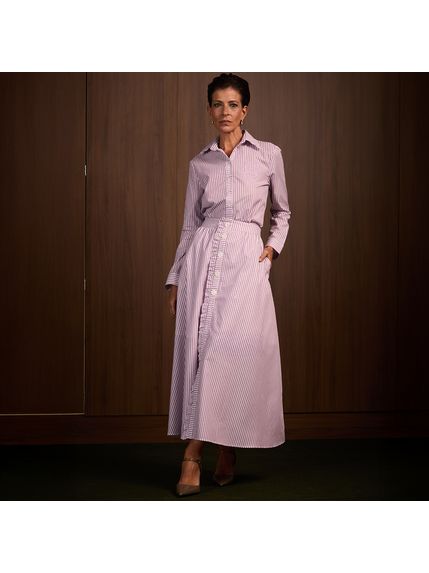 SAIA ISLA MAXI MIDI LISTRADO LILAS