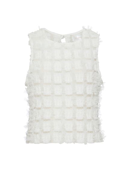 BLUSA ANNETTE EM TULE RELEVO BORDADO FRANZIDO