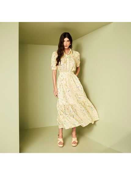 SAIA MAXI MIDI CAROL EM MOUSSELINE 100% ALGODÃO ESTAMPADO