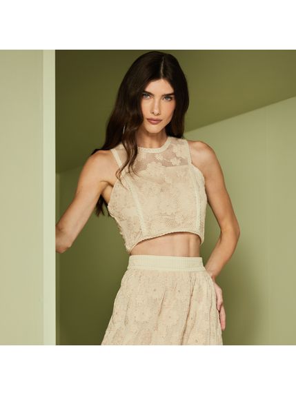 TOP MAGDA EM CROCHET RELEVO 100% ALGODÃO