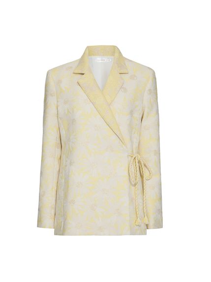 BLAZER LALÁ COM AMARRAÇÃO LATERAL EM JACQUARD ALGODÃO