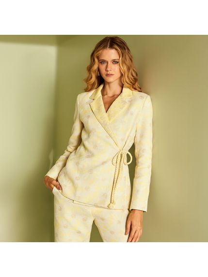 BLAZER LALÁ COM AMARRAÇÃO LATERAL EM JACQUARD ALGODÃO