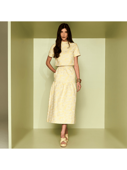 SAIA MAXI MIDI JULIANA EM JACQUARD ALGODÃO