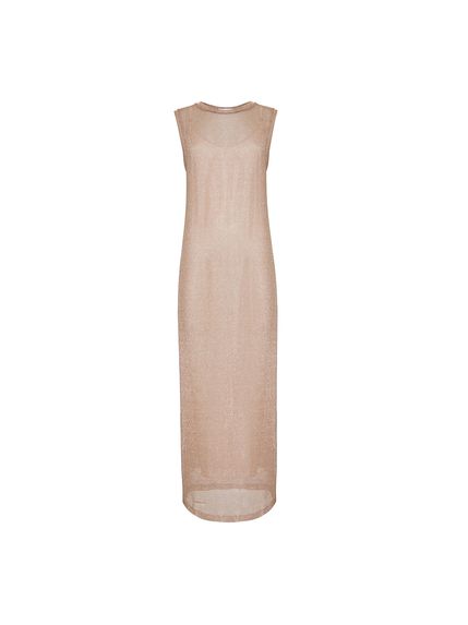 VESTIDO BOLD LONGO EM TELA BRILHO DOURADA