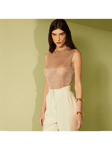 BLUSA ZITA EM TELA BRILHO DOURADA