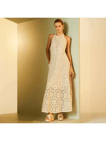 VESTIDO LONGO THEODORA EM CROCHET RELEVO